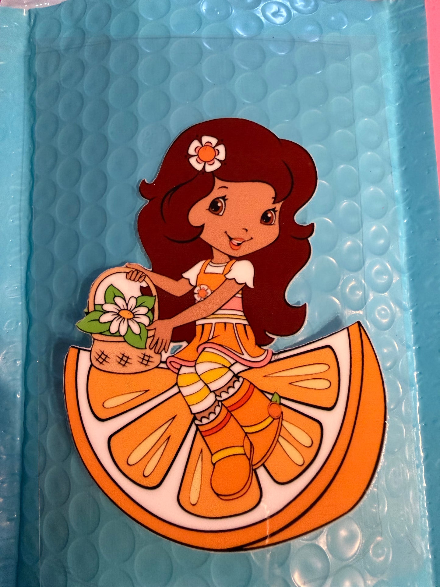 Orange Blossom UV DTF Decal – 2x4 Waterproof Cup Wrap – Cute Citrus Girl Sticker