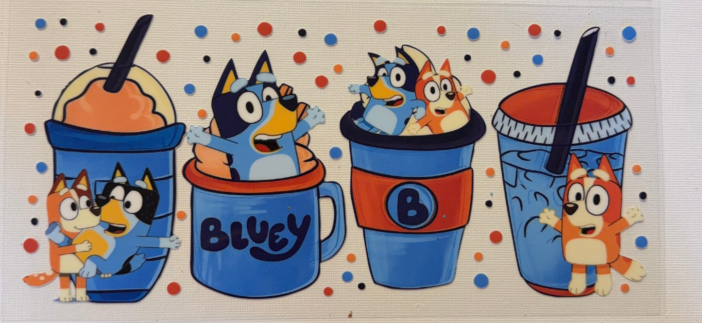 Bluey Inspired UV DTF Wrap ππΎ | Cartoon Kids Tumbler Wrap | Cute Blue Dog Cup Design | 20oz Skinny Wrap