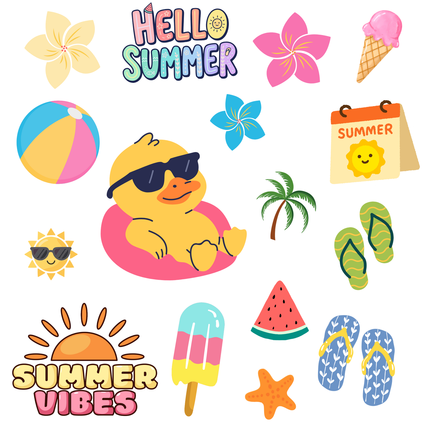 Summer Vibes 8x8 Element sheet UVDTF