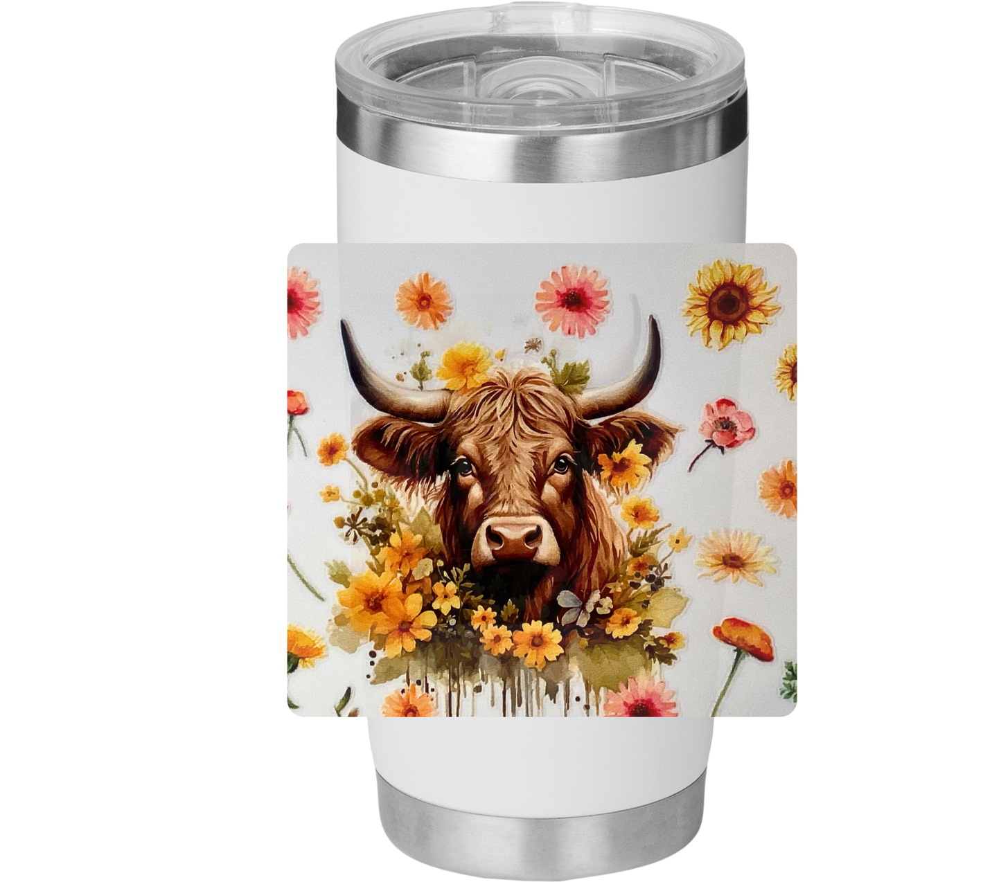 Western Highland Cow UV DTF Wrap – 20 oz Tumbler