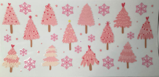 pink christmas trees
