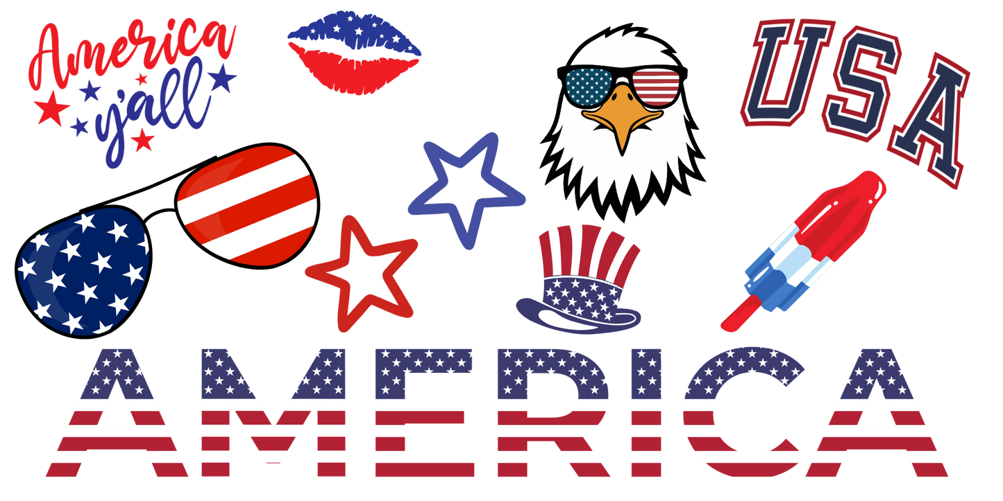 4th of July America UV DTF Wrap Transfer