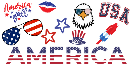 4th of July America UV DTF Wrap Transfer