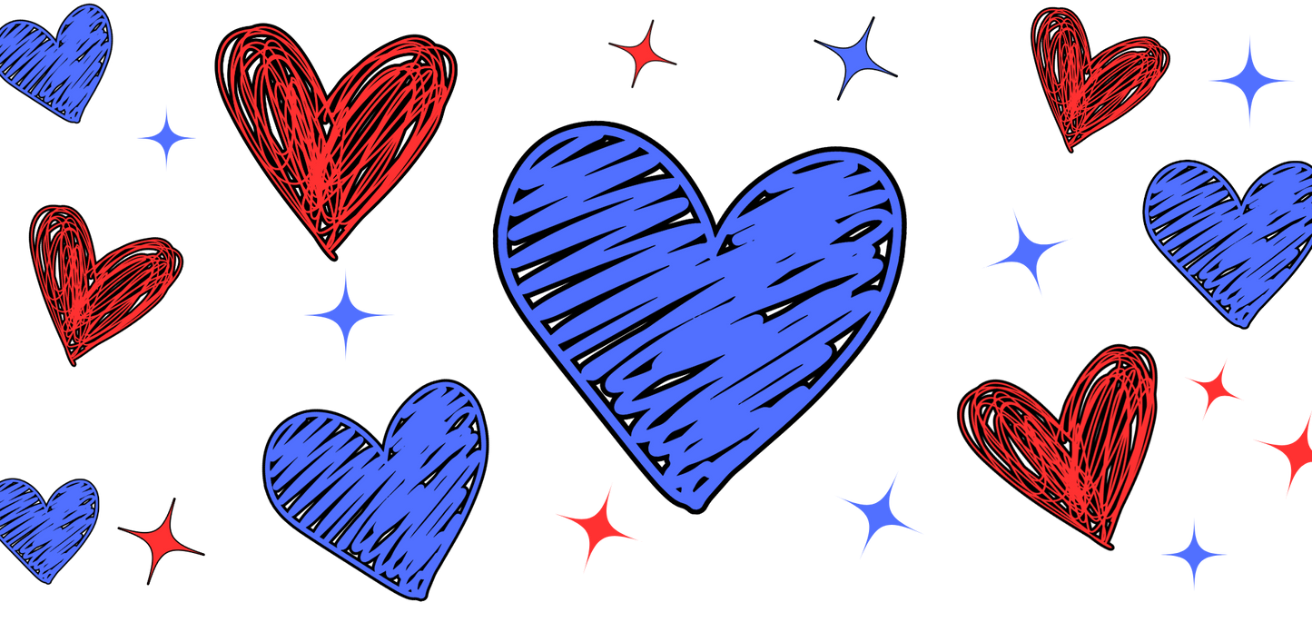 20 oz Doodle Hearts UVDTF cup Wrap