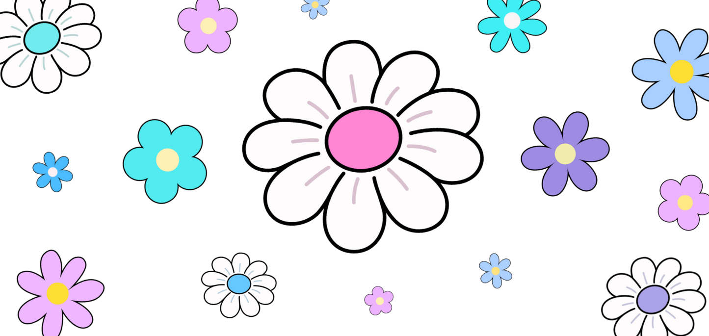 20 oz Doodle Daisy UVDTF wrap/ Retro Floral Cup Transfer
