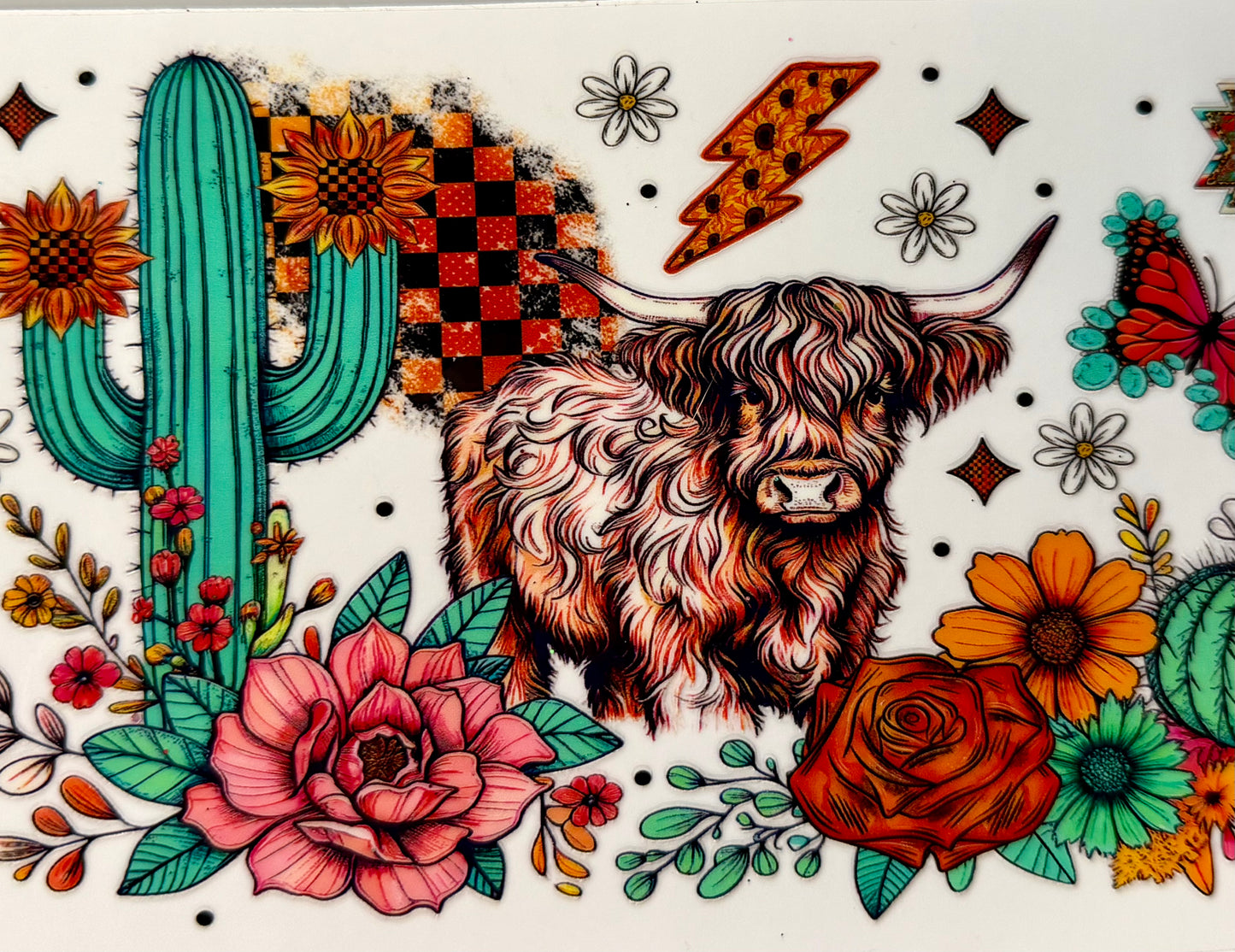 Western Highland Cow UV DTF Wrap | 20 oz Skinny Tumbler Wrap