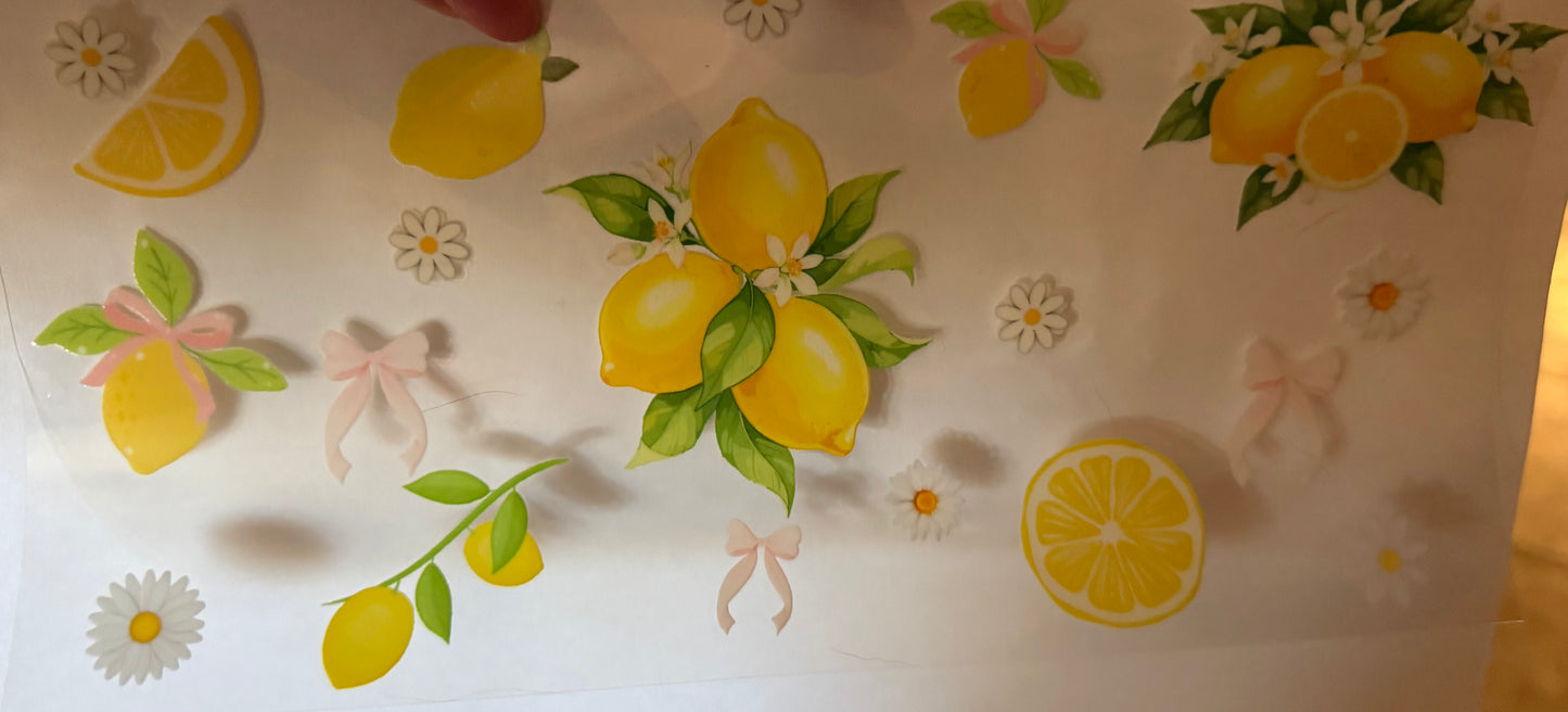Lemon Bow UV DTF Cup Wrap