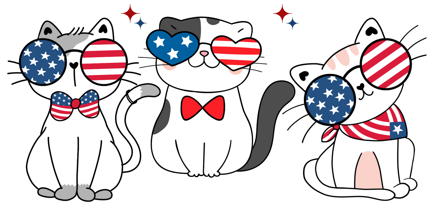 Patriotic cats 9.5x4.5 inch UVDTF wrap
