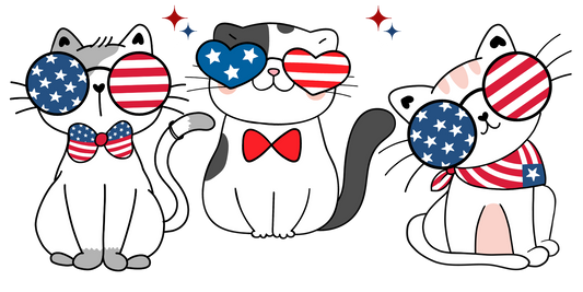 Patriotic cats 9.5x4.5 inch UVDTF wrap