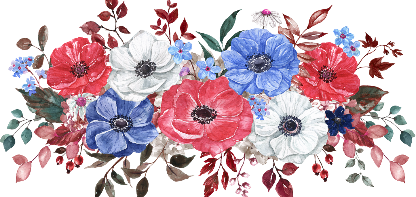 Patriotic floral UVDTF wrap