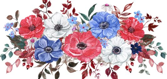 Patriotic floral UVDTF wrap