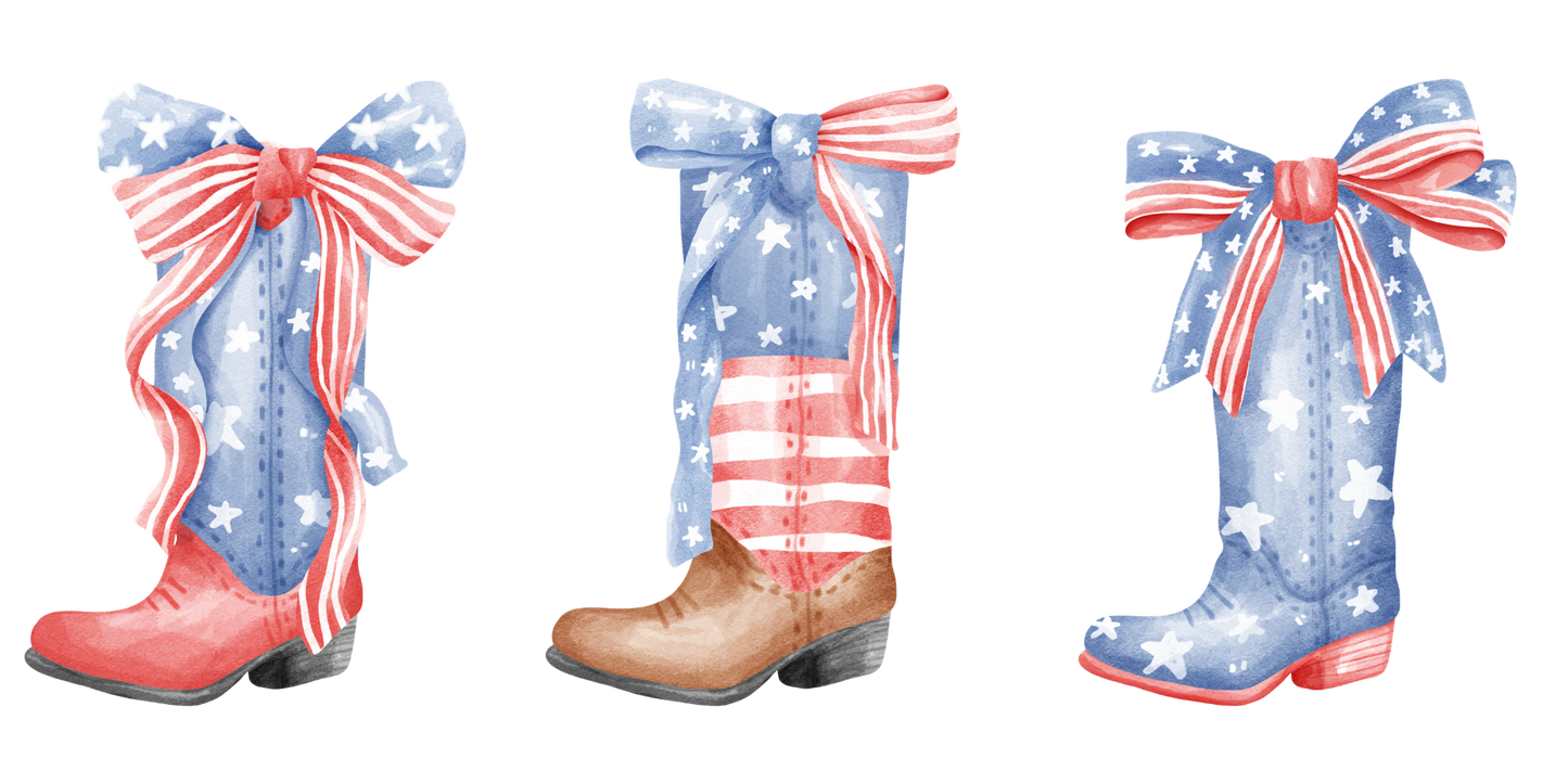 Watercolor Patriotic Boots UV DTF Decal Wrap