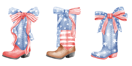 Watercolor Patriotic Boots UV DTF Decal Wrap