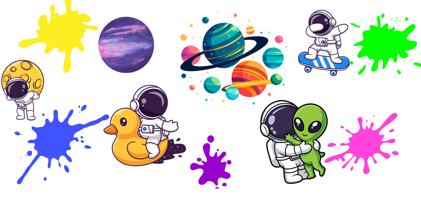 Cute Space Adventure UV DTF Transfers