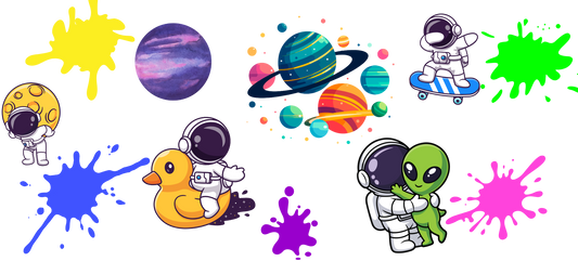 Cute Space Adventure UV DTF Transfers