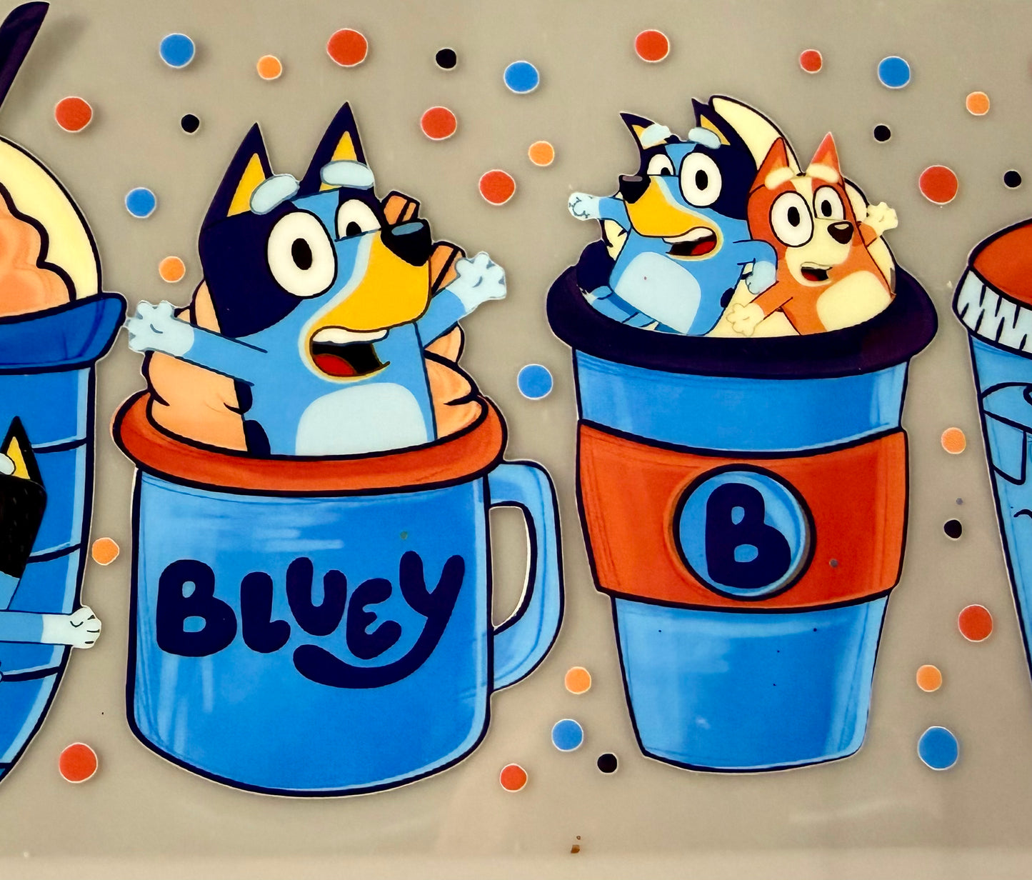 Cute Blue Cartoon Dog UV DTF Wrap | 20 oz Tumbler Wrap | Kids Puppy Cup Design