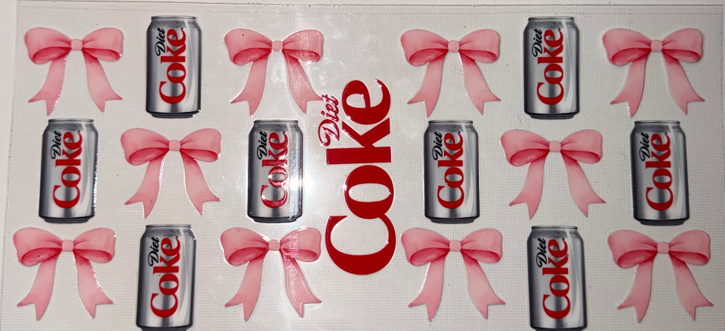 Coquette Diet Coke UV DTF Wrap 🎀🥤 | Pink Bow Tumbler Wrap | Cute Girly Soda Design | 20oz Skinny Wrap