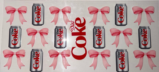 Coquette Diet Coke UV DTF Wrap 🎀🥤 | Pink Bow Tumbler Wrap | Cute Girly Soda Design | 20oz Skinny Wrap