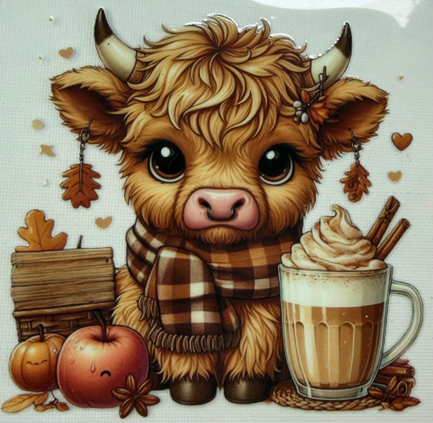 Highland Cow Fall Decal | Cozy Autumn Cow Sticker | Pumpkin Spice Coffee Cow | Cute Western Fall Decal