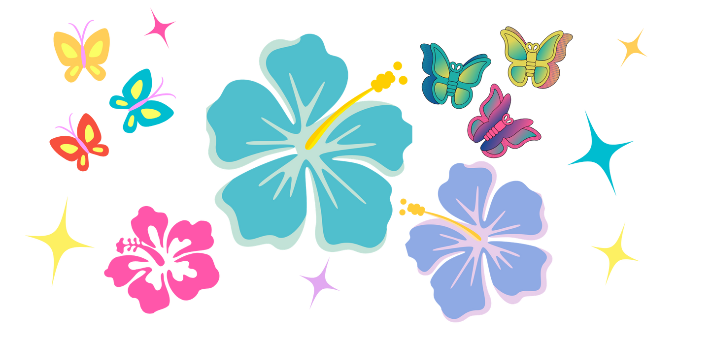 Hibiscus Floral UV DTF Wrap | Colorful Flower Decal | Tumbler Wrap | Waterproof Transfer | DIY Cup Design