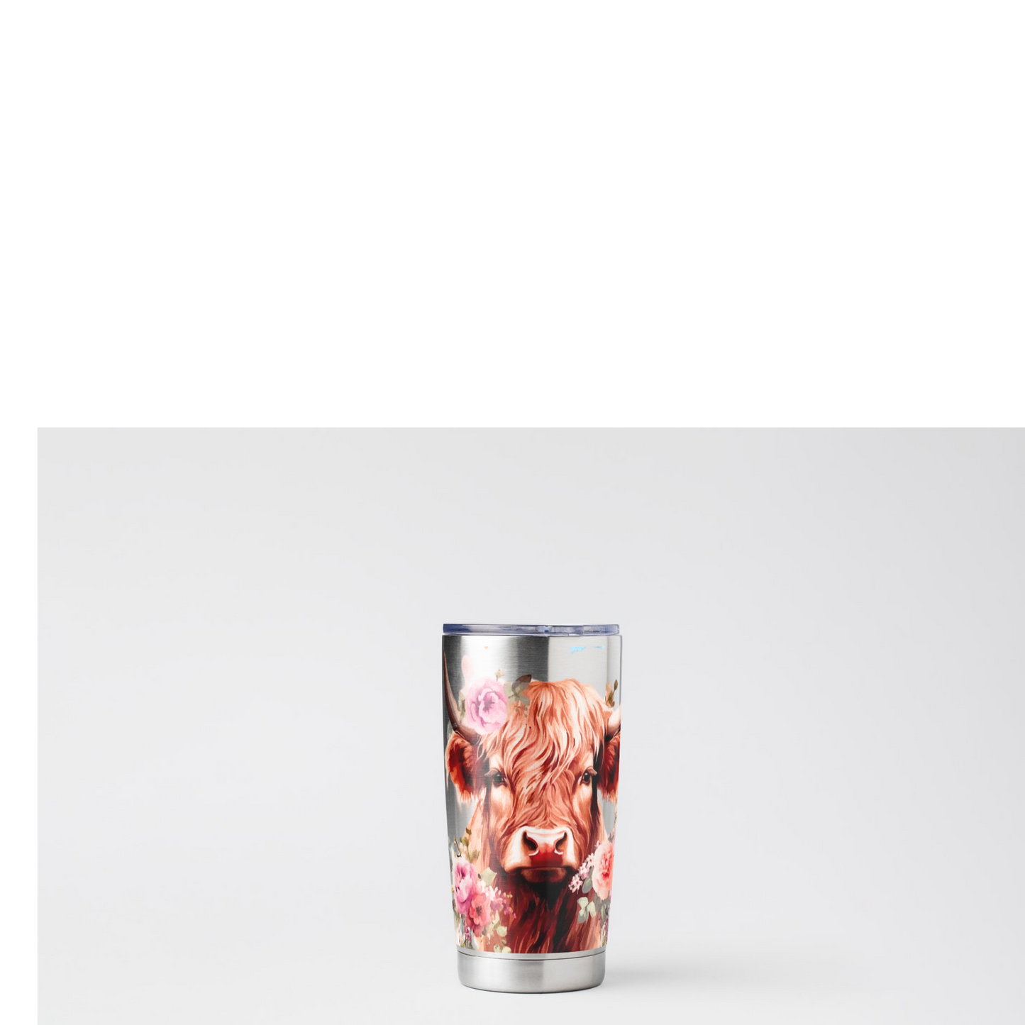 Highland Cow Floral 20oz Tumbler | UV DTF Wrap |