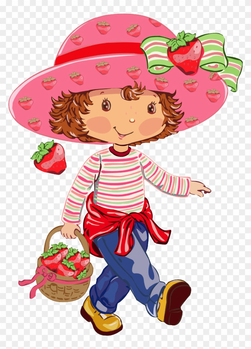 Vintage Strawberry Girl 2x4 UV DTF Decal – Retro Cute Cartoon Style Sticker