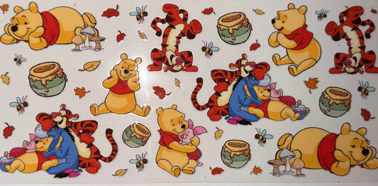 Winnie Bear Friends UV DTF Wrap 🍯🐻 | Cute Honey Bear Cartoon Wrap | Vintage Kids Tumbler Design | 20oz Skinny Wrap